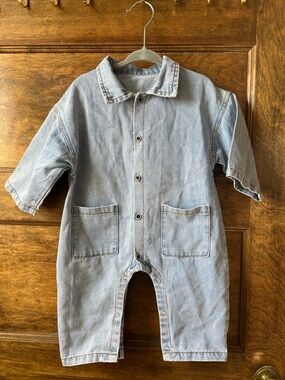 Light Blue Denim Kids Romper “I Love My Mummy” size 4